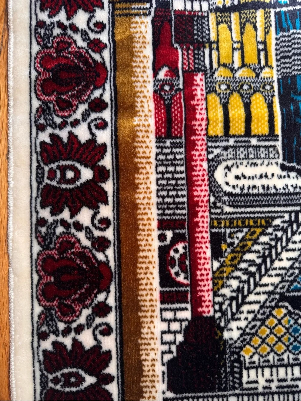 Decorative Prayer Rug Wall Hanging in Red, Black, Blue, Yellow